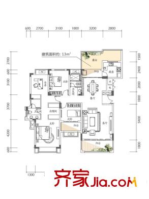 聯(lián)發(fā)君領朝陽一期多層1-6號樓三層戶型 4室2廳2衛(wèi)1廚