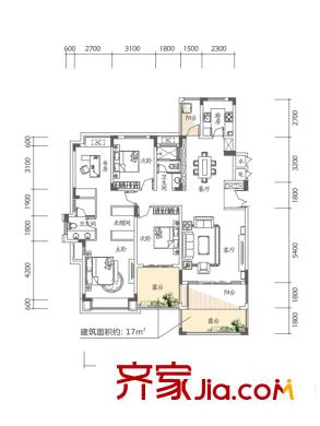 聯(lián)發(fā)君領朝陽一期多層1-6號樓二層戶型 4室2廳2衛(wèi)1廚