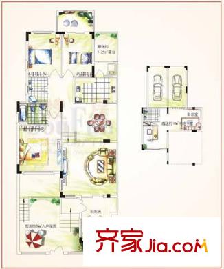 毕加索花园户型图A1户型 3室2厅2卫1厨