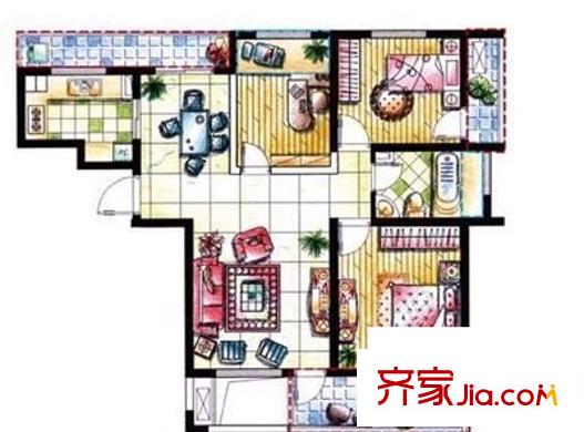 高新二路物業(yè)宿舍 3室 戶型圖