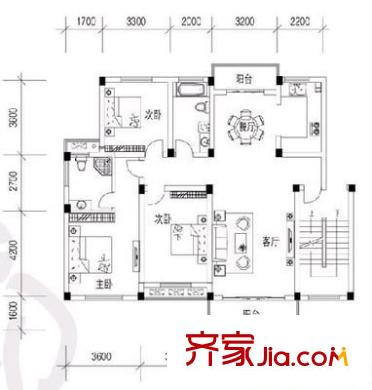 高新二路物業(yè)宿舍 3室 戶型圖