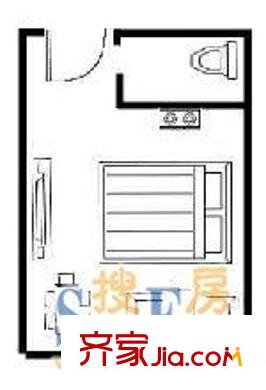 京东小区蓝天公寓 1室 户型图
