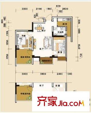 京东小区蓝天公寓 2室 户型图