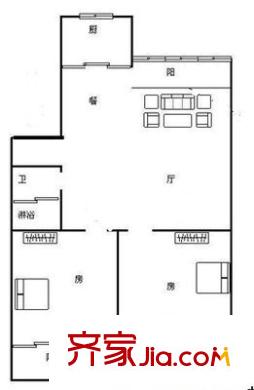朝阳嘉园 2室 户型图