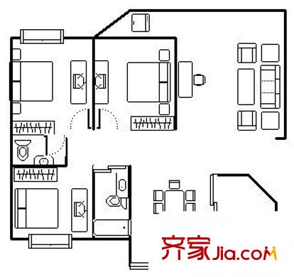 朝阳嘉园 3室 户型图
