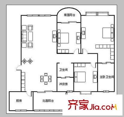 朝阳嘉园 3室 户型图
