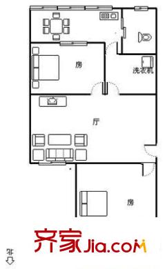 铁路六村 2室 户型图