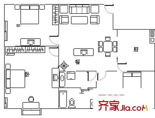 文教路电信宿舍 3室 户型图
