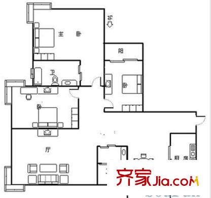 洪翔園 3室 戶型圖