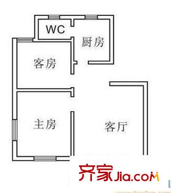 铁路六村 2室 户型图