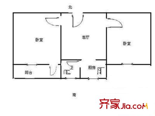 铁路六村 2室 户型图