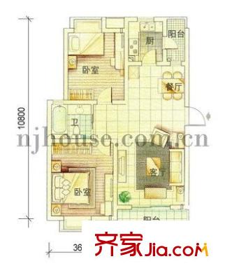 文教路电信宿舍 2室 户型图