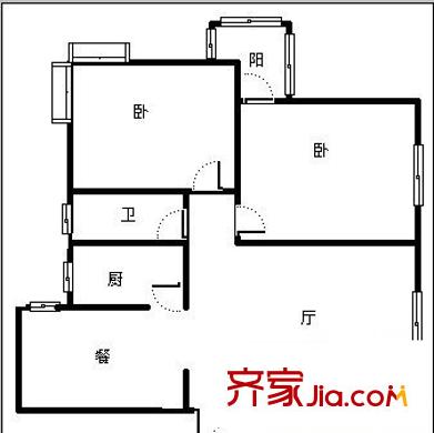 文教路电信宿舍 2室 户型图