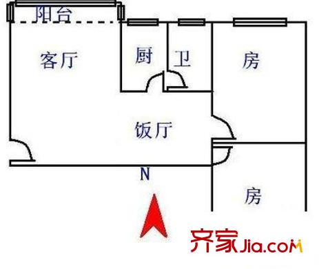 文教路电信宿舍 2室 户型图