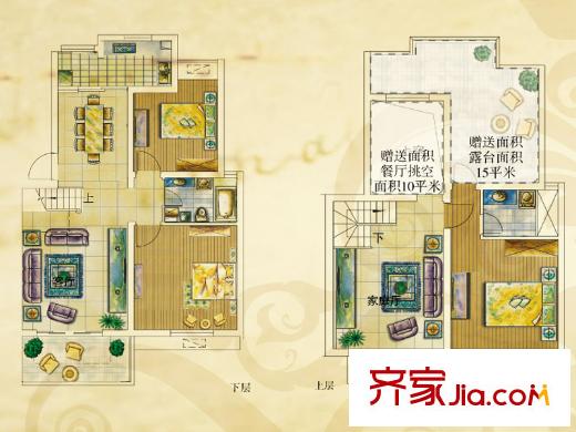 路通城邦户型图二期丽都梦幻复式户型图 3室2厅2卫