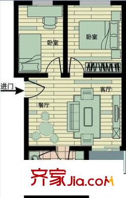 金色水岸 2室 户型图