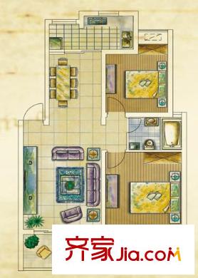 路通城邦户型图二期观庭 2室2厅1卫1厨