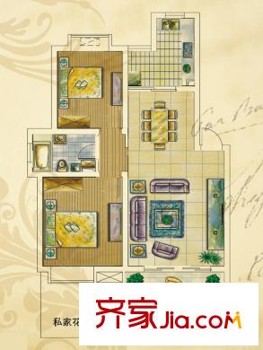 路通城邦户型图二期温莎阳光户型图 2室2厅1卫