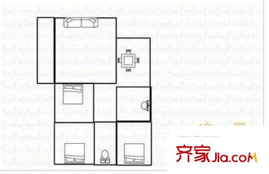 金色水岸 3室 户型图