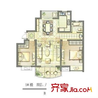 金色水岸 3室 户型图