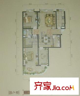 金色水岸 3室 户型图