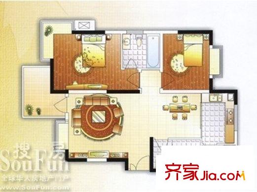 金色水岸 2室 户型图