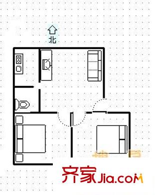 江山花園 2室 戶型圖