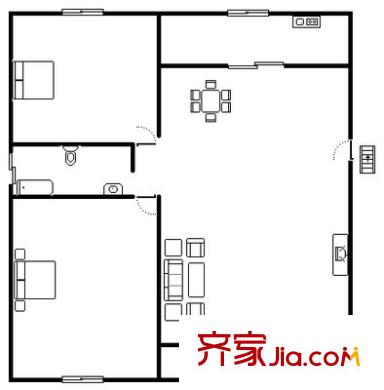 江山花園 2室 戶型圖