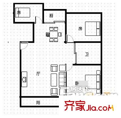 上坊路省科学院宿舍户型图上坊路科学院宿舍 三居室户型图 3室2厅1卫1厨