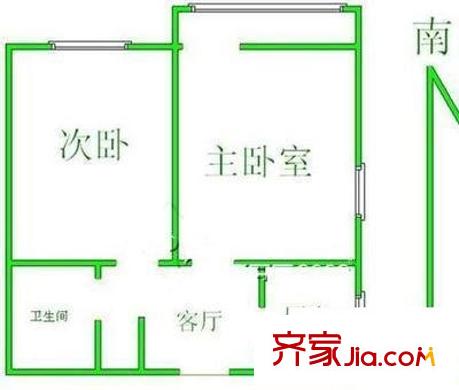 上坊路省科学院宿舍户型图上坊路科学院宿舍 2室 户型图 2室1厅1卫1厨