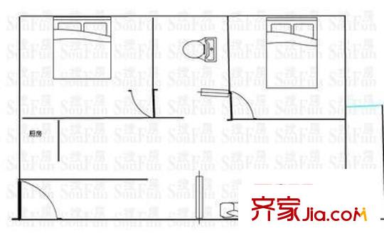 江山花園 2室 戶型圖