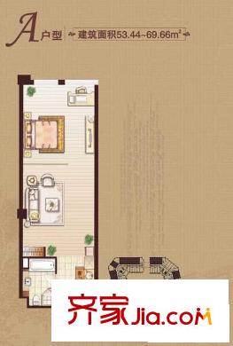 洪客隆第一街區(qū)戶型圖A戶型 1室1廳1衛(wèi)1廚