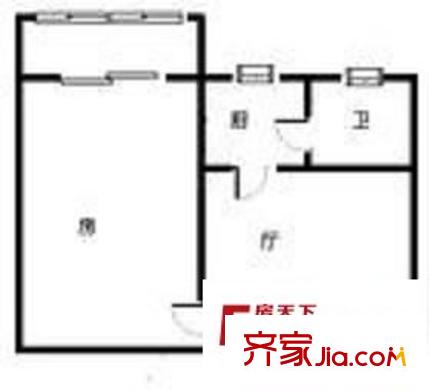 普瑞花園 1室 戶型圖