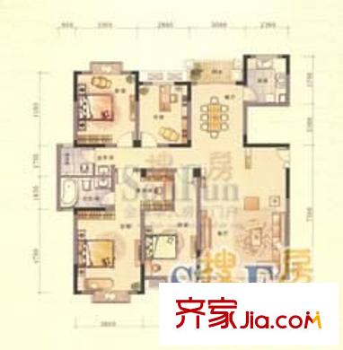 普瑞花園 4室 戶型圖