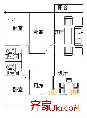 竹苑小區(qū) 3室 戶型圖