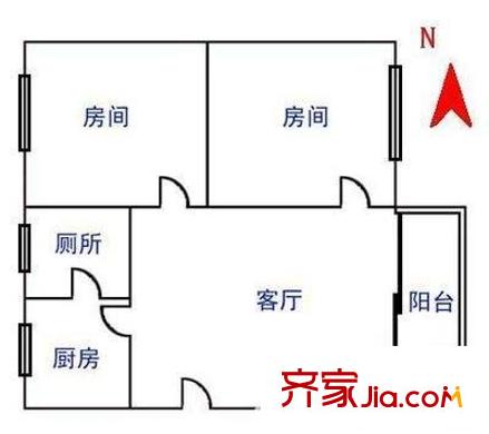 上坊路省科学院宿舍户型图上坊路科学院宿舍 2室 户型图 2室1厅1卫1厨
