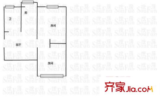 上坊路省科学院宿舍户型图上坊路科学院宿舍 2室 户型图 2室1厅1卫1厨