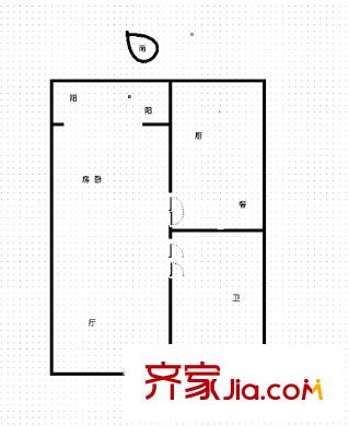 普瑞花園 1室 戶型圖