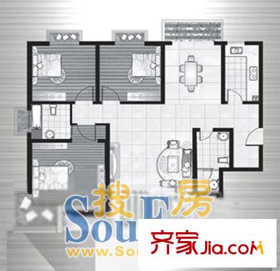 西雅圖國際會館戶型圖J戶型 3室2廳2衛(wèi) 131.54平米 3室2廳2衛(wèi)1廚