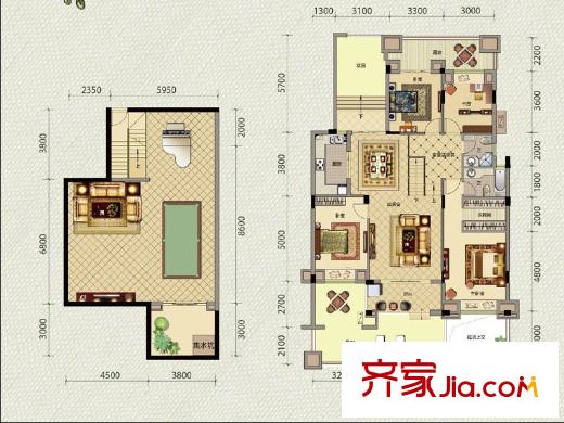 新宇拉菲公館戶型圖一期洋房B1戶型 4室2廳2衛(wèi)1廚