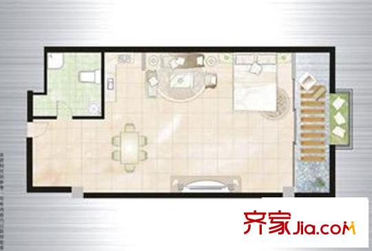 西雅圖國際會館戶型圖H戶型 SOHO 59.34平米 1室1衛(wèi)