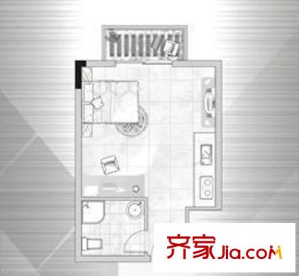 西雅圖國際會館戶型圖D戶型 1房1廳1衛(wèi) 36.73平米 1室1廳1衛(wèi)1廚