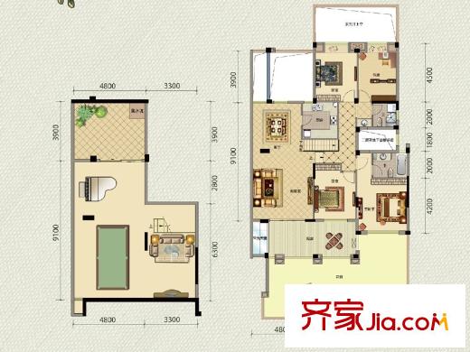 新宇拉菲公館戶型圖一期洋房A1戶型  4室2廳2衛(wèi)1廚