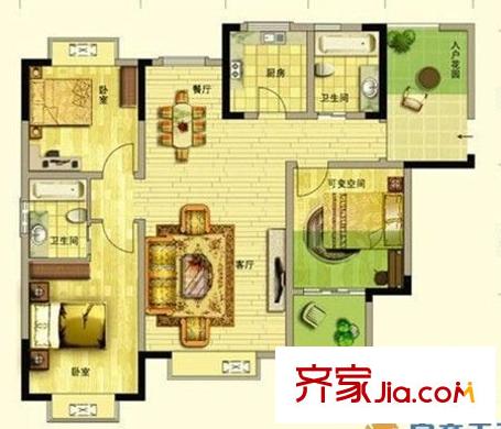 銀燕名園 4室 戶型圖