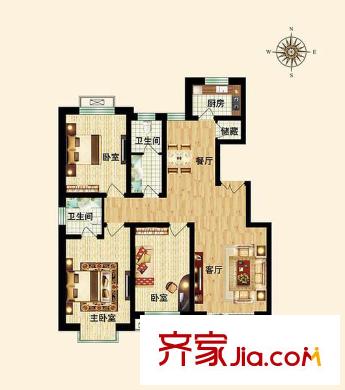 銀燕名園 三室 戶型圖