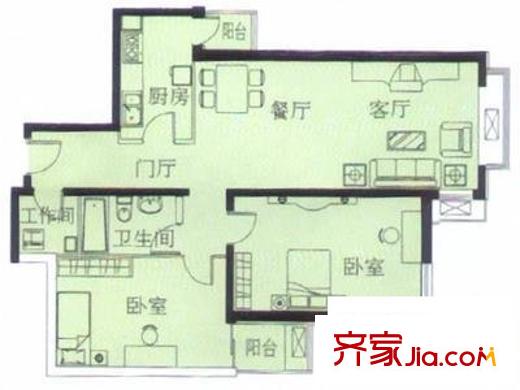 翰園小區(qū) 3室 戶型圖