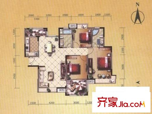 翰園小區(qū) 3室 戶型圖