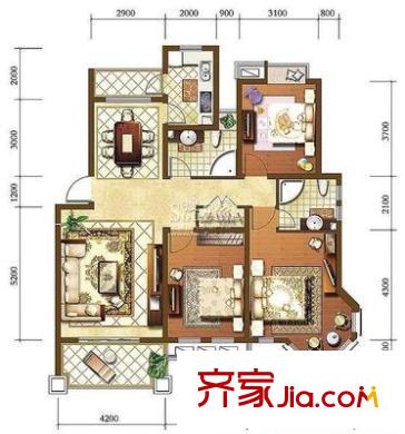 翰園小區(qū) 3室 戶型圖