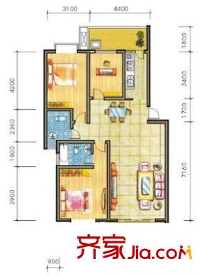 平方米鼎福第 3室 户型图