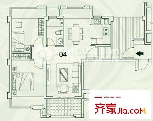 象湖源 2室 户型图